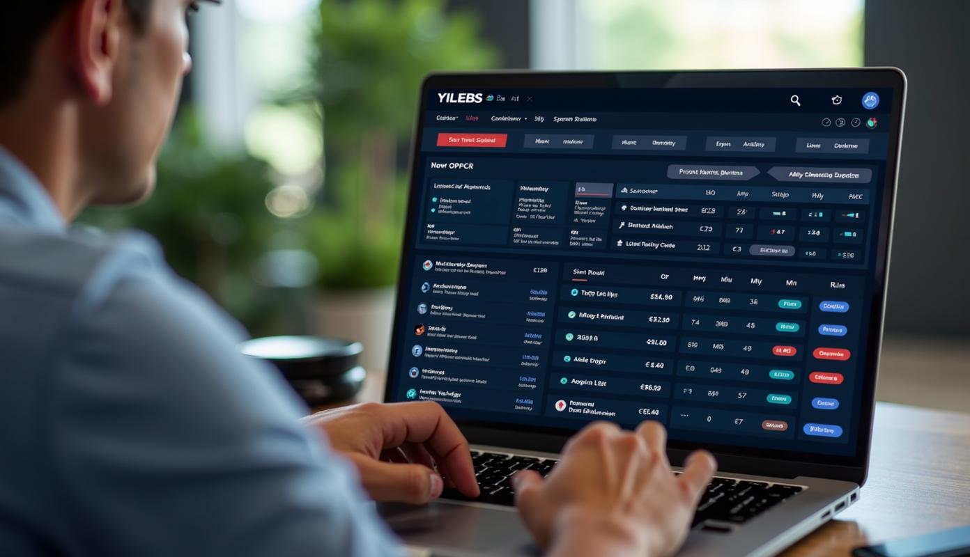 Professionel analyserer sportsbetting-interface på laptop